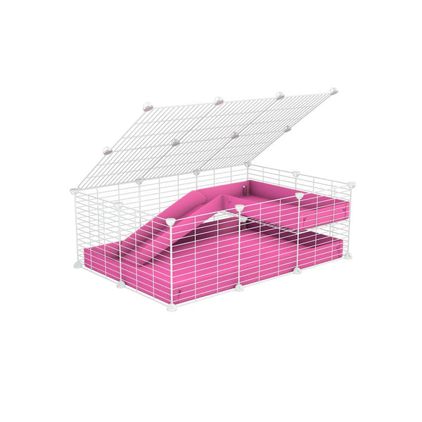 a 2x3 C und C meerschweinchen METALLGITTER KÄFIGE with loft rampe deckel kleine Löcher Größe weiss modulare Metallgitter rosa Koroplast kavee