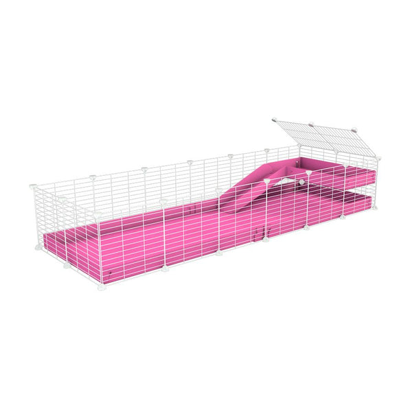 a 6x2 C&C meerschweinchen METALLGITTER KÄFIGE with a loft und a rampe rosa Koroplast blatt und baby bars weiss modulare Metallgitter von kavee