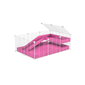 a 3x2 C&C meerschweinchen METALLGITTER KÄFIGE with a loft und a rampe rosa Koroplast blatt und baby bars von kavee