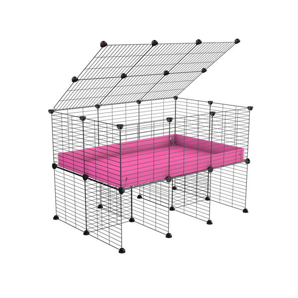 a 3x2 C&C METALLGITTER KÄFIGE für meerschweinchens with a stand und a deckel rosa plastic sicher modulare Metallgitter von kavee