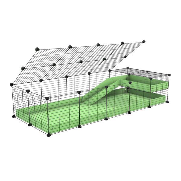 a 2x5 C und C meerschweinchen METALLGITTER KÄFIGE with loft rampe deckel kleine Löcher Größe modulare Metallgitter grun pastel grun Koroplast kavee