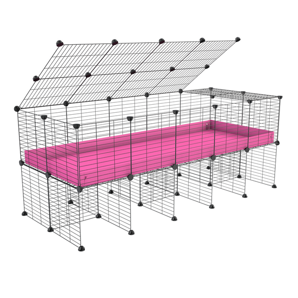 a 5x2 C&C METALLGITTER KÄFIGE für meerschweinchens with a stand und a deckel rosa plastic sicher modulare Metallgitter von kavee