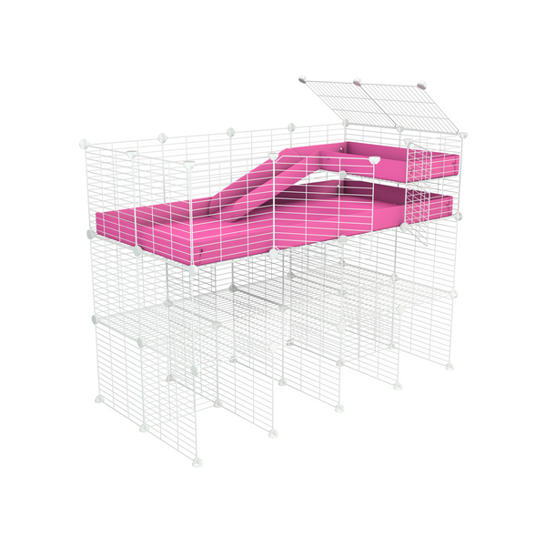 A 2x4 kavee rosa C und C meerschweinchen METALLGITTER KÄFIGE mit drei Ebenen a loft a rampe gemacht aus klein Größe Gittergewebeing sicher weiss CC modulare Metallgitter