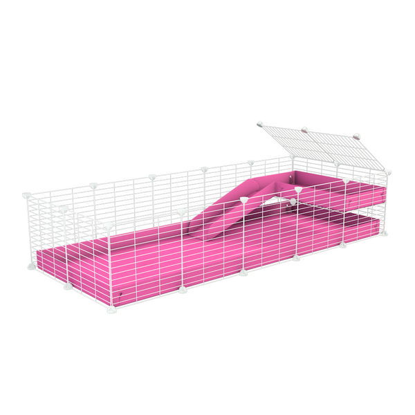 a 5x2 C&C meerschweinchen METALLGITTER KÄFIGE with a loft und a rampe rosa Koroplast blatt und baby bars von kavee