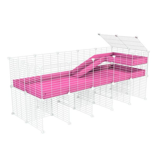 a 5x2 CC meerschweinchen METALLGITTER KÄFIGE with stand loft rampe klein Gittergewebe weiss CC modulare Metallgitter rosa corroplast von marke Kavee
