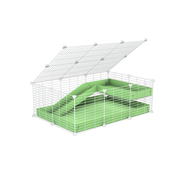 a 2x3 C und C meerschweinchen METALLGITTER KÄFIGE with loft rampe deckel kleine Löcher Größe weiss C&C modulare Metallgitter grun pastel grun Koroplast kavee