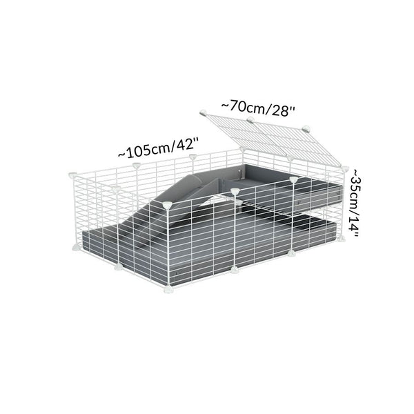 Abmessungens of a 2x3 C und C meerschweinchen METALLGITTER KÄFIGE with loft rampe deckel kleine Löcher Größe weiss CC modulare Metallgitter grau Koroplast kavee