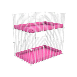 A two tier 3x2 c&c METALLGITTER KÄFIGE für meerschweinchens mit zwei Ebenen rosa coroplast baby sicher weiss modulare Metallgitter von marke Kavee in the deutschlund